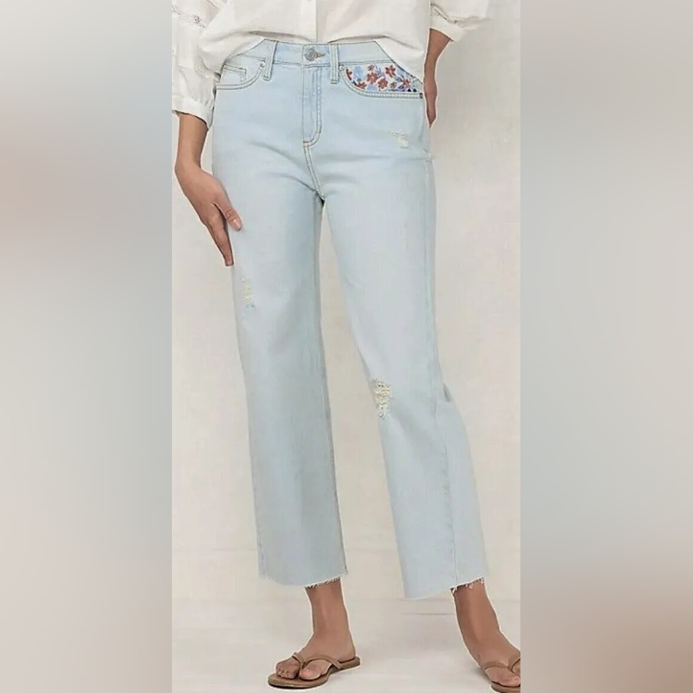 Women's LC Lauren Conrad Super High-Rise Embroidered Crop Jeans